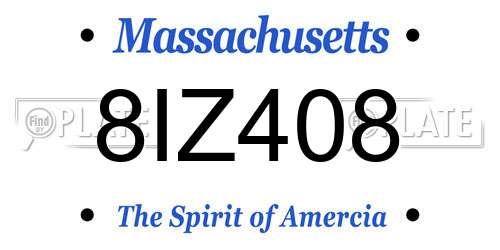 8IZ408 Massachusetts License Plate