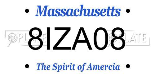 8IZA08 Massachusetts License Plate