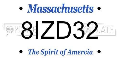 8IZD32 Massachusetts License Plate