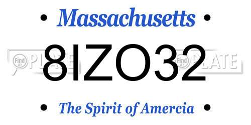 8IZO32 Massachusetts License Plate