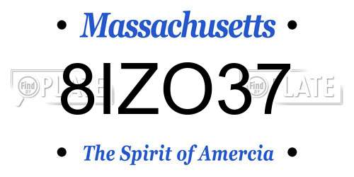 8IZO37 Massachusetts License Plate