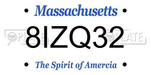 8IZQ32 Massachusetts License Plate