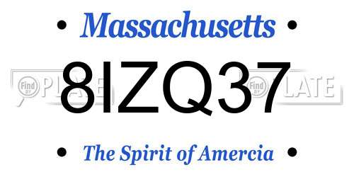 8IZQ37 Massachusetts License Plate