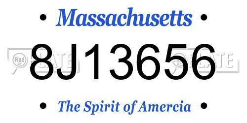 8J13656 Massachusetts License Plate
