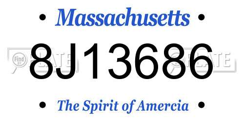 8J13686 Massachusetts License Plate