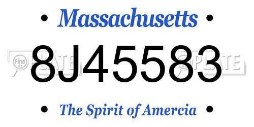 8J45583 Massachusetts License Plate
