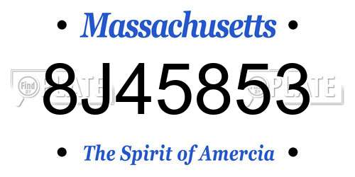 8J45853 Massachusetts License Plate
