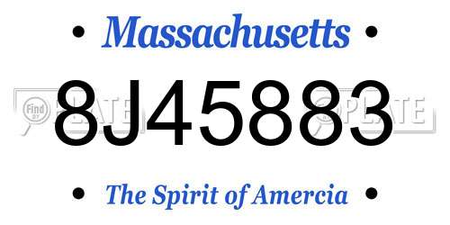 8J45883 Massachusetts License Plate