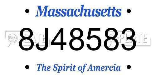 8J48583 Massachusetts License Plate