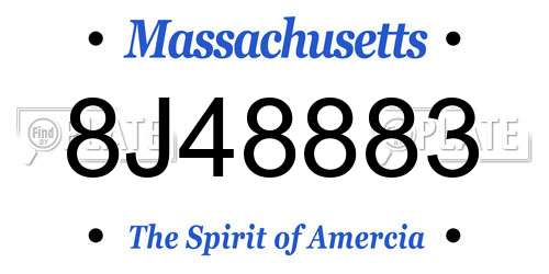 8J48883 Massachusetts License Plate