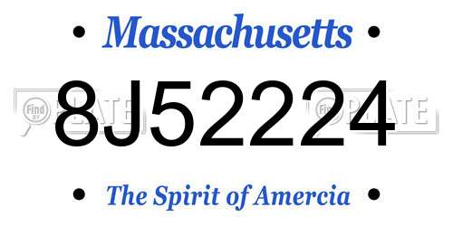 8J52224 Massachusetts License Plate