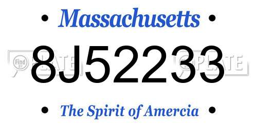 8J52233 Massachusetts License Plate