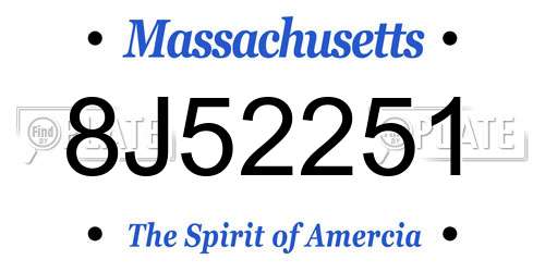 8J52251 Massachusetts License Plate