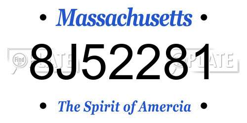 8J52281 Massachusetts License Plate