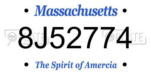 8J52774 Massachusetts License Plate
