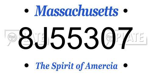 8J55307 Massachusetts License Plate