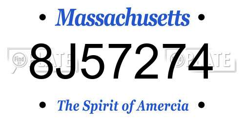 8J57274 Massachusetts License Plate