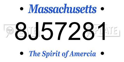 8J57281 Massachusetts License Plate
