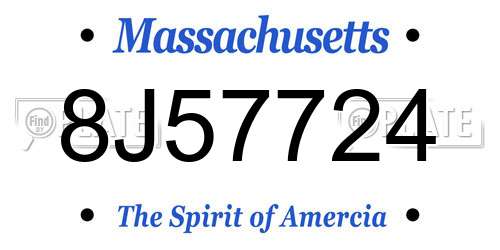 8J57724 Massachusetts License Plate