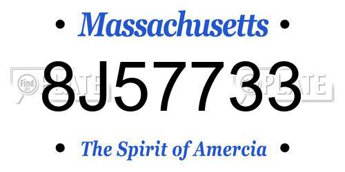 8J57733 Massachusetts License Plate