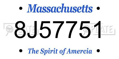 8J57751 Massachusetts License Plate