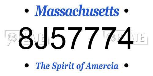 8J57774 Massachusetts License Plate