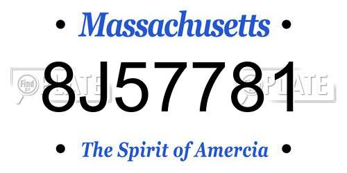 8J57781 Massachusetts License Plate