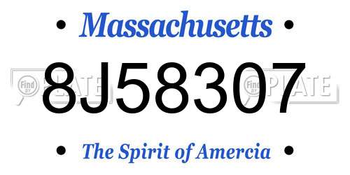 8J58307 Massachusetts License Plate