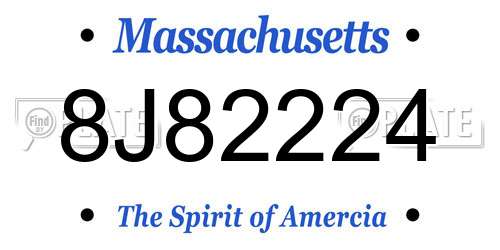 8J82224 Massachusetts License Plate