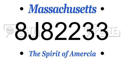 8J82233 Massachusetts License Plate