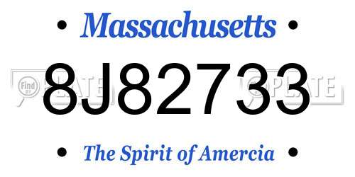 8J82733 Massachusetts License Plate