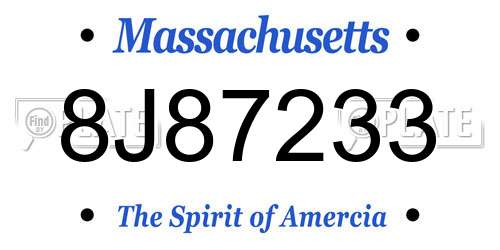 8J87233 Massachusetts License Plate