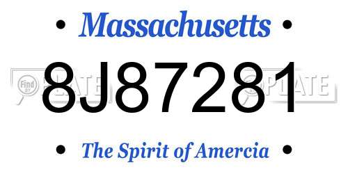 8J87281 Massachusetts License Plate