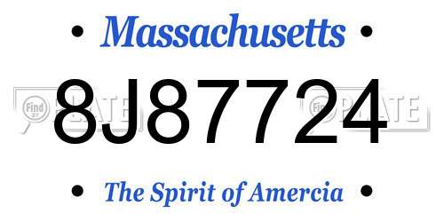 8J87724 Massachusetts License Plate