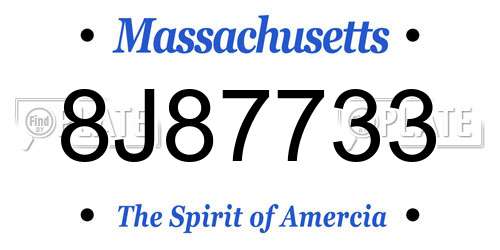 8J87733 Massachusetts License Plate