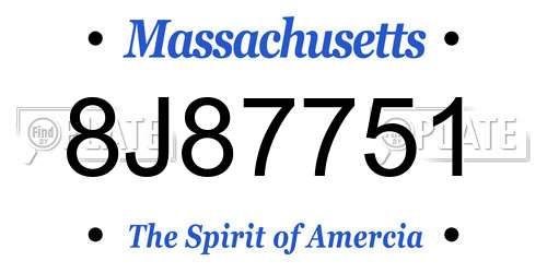 8J87751 Massachusetts License Plate