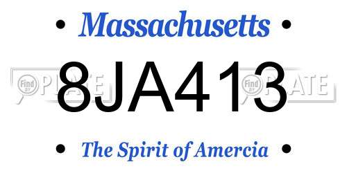 8JA413 Massachusetts License Plate