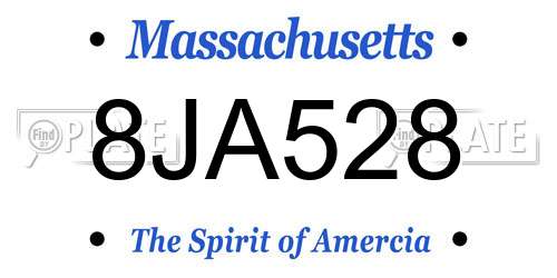 8JA528 Massachusetts License Plate