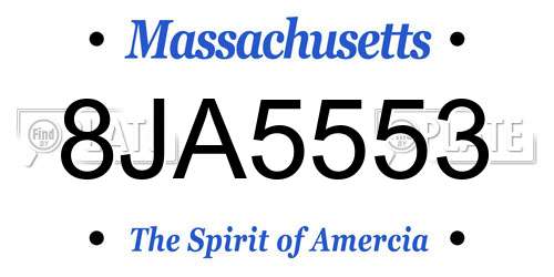 8JA5553 Massachusetts License Plate