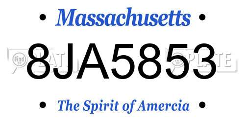 8JA5853 Massachusetts License Plate