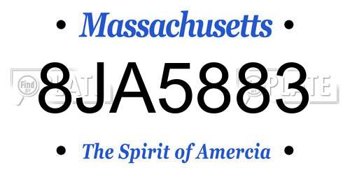 8JA5883 Massachusetts License Plate