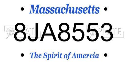 8JA8553 Massachusetts License Plate