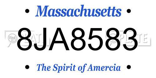 8JA8583 Massachusetts License Plate