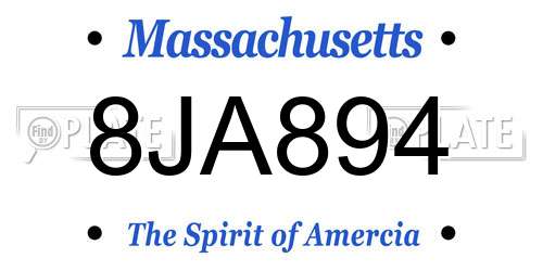 8JA894 Massachusetts License Plate