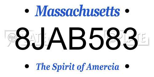 8JAB583 Massachusetts License Plate