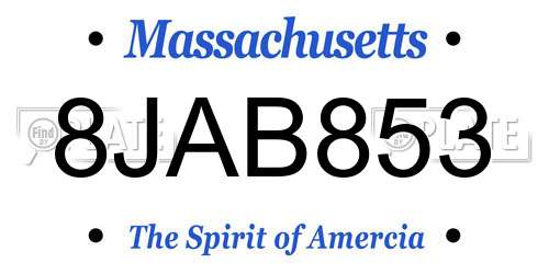 8JAB853 Massachusetts License Plate