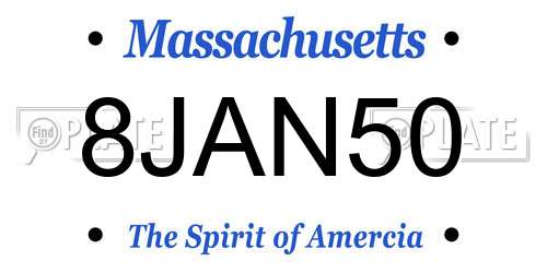 8JAN50 Massachusetts License Plate