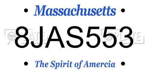 8JAS553 Massachusetts License Plate