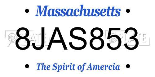 8JAS853 Massachusetts License Plate