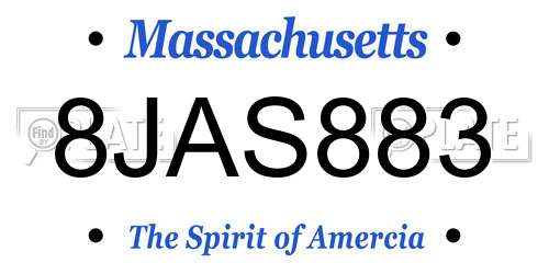 8JAS883 Massachusetts License Plate